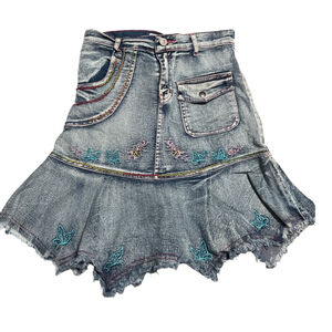 Acid wash stretch denim skirt - size 8